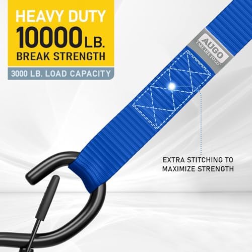 AUGO Heavy Duty Soft Loops –Pack of 6-1.5” x 17” Tie Down Anchor Straps for Use w/Ratchet Strap Hooks – 3000Lb Load Capacity & 10,000Lb Break Strength – Great for Motorcycle, Bike, Roof Rack, Etc. - Image 4