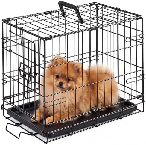 DUMOS 18 Inch Dog Crate, Foldable Puppy Small Dog Cage Pet Kennel by DumosLifestyle