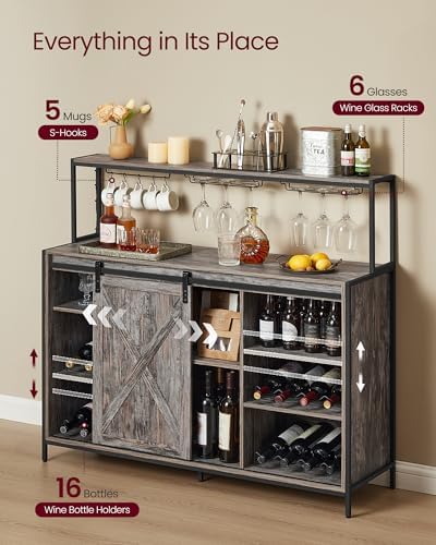 VASAGLE Coffee Bar, Buffet Cabinet with LED Light and Power Outlet - Image 6