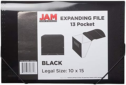 JAM PAPER Accordion Folders - 13 Pocket Plastic Expanding File - Legal Size - 10 x 15 - Black - Sold Individually - Image 3