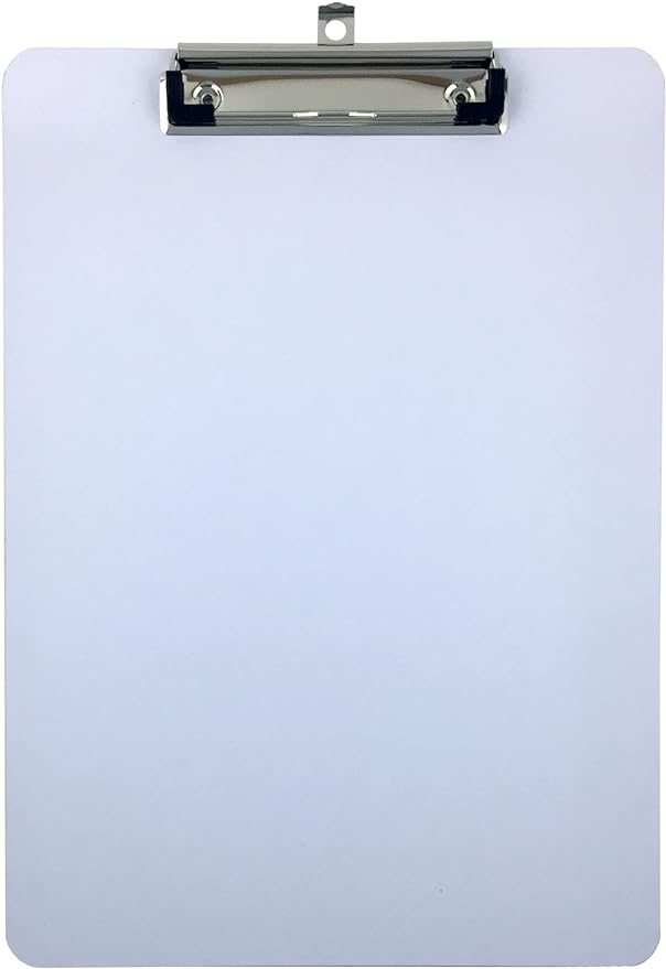 Clipboard Dry Erase Surface 9'' x 12.5'' Letter Size Low Profile Clip by Trade+Quest+Global+Corp