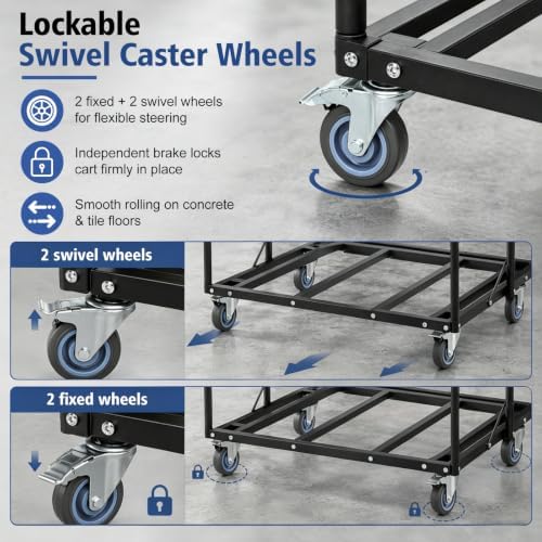 Heavy Duty Cart with Wheels for Folding Table and Chair - 330lbs Capacity, Holds 5 Tables + 14 Chairs, Commercial Utility Cart for Event Setup, School, Hotel - Image 4