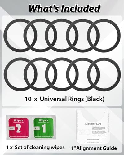 KALAPOP Metal Rings 10PCS,Ultra-Thin(0.4mm) for MagSafe Sticker,Magnetic Adapter,Phone Cases&Wireless Charger,Compatible with iPhone 17/Air/16/15/14/13,Galaxy S24/S23/S22/Kindle (Black 10PCS) - Image 7