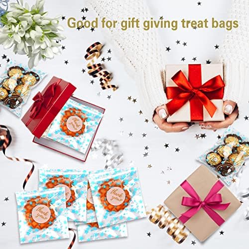 100 Pcs Star Printed Sealable Gift Wrap Cello Cellophane Bags Self sealing Adhensive Treat Bags Party Favor bags (4x6inch, Blue) - Image 4