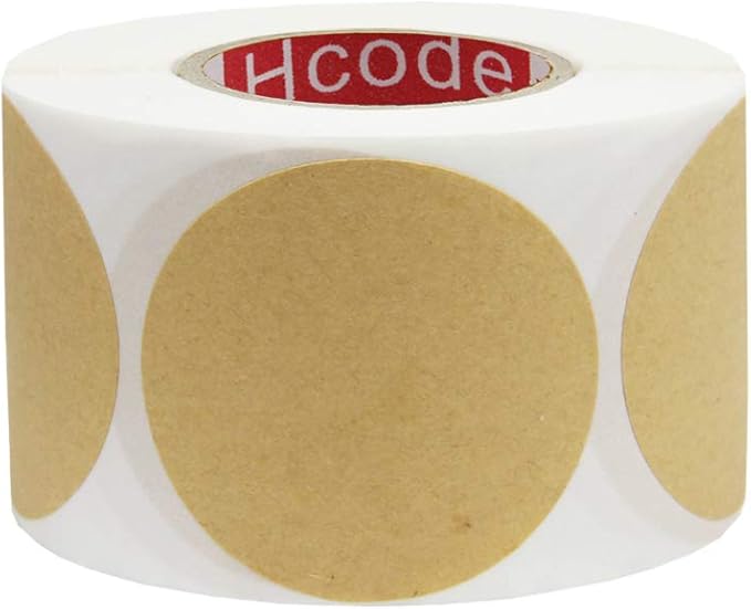 Hcode 2'' Natural Circle Price Stickers Kraft Paper Dots Labels Target Pasters - Image 2