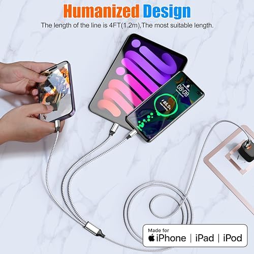 Multi Charging Cable 4ft 3Pack 3 in 1 Charger Cord, Multiple Usb C Cable - Image 6