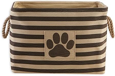 Bone Dry Pet Storage Collection Striped Paw Patch Bin, Medium Rectangle, Brown by BoneDry