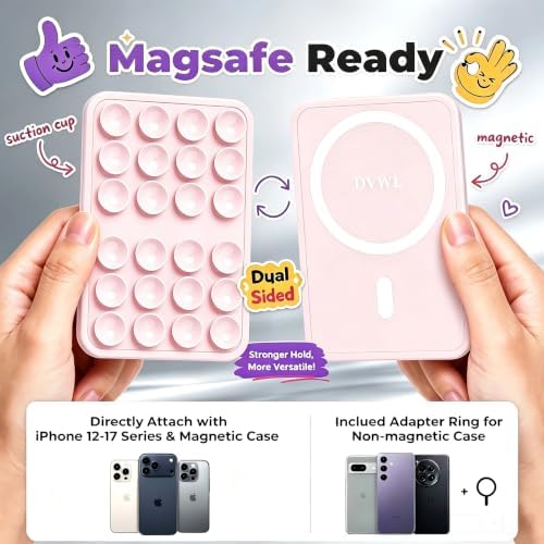 (2 Pack) Magnetic Suction Sticky Phone Grip for Magsafe Case, Pink & Blue - Image 2