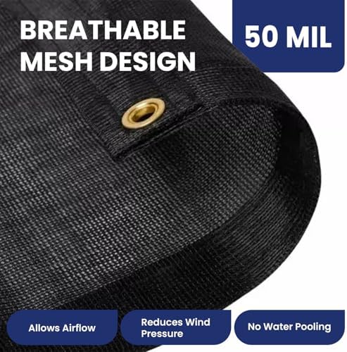 Tarps Now 20' x 30' Heavy Duty Mesh Tarp with 75% Shade and Brass Grommets - Multipurpose Protective Cover Tarpaulin with Air Flow for Tie Downs, Shade, Fences, Canopies, Dump Trucks - Black - Image 3