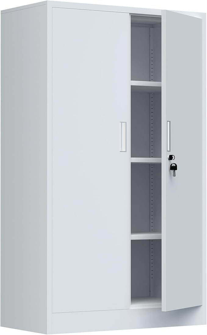 Metal Storage Cabinet with Locking Doors and Adjustable Shelves, 53.5-Inch Tall - Image 9