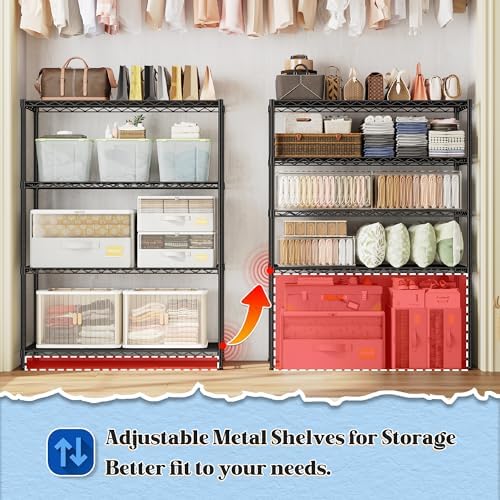 DurayLoly Heavy Duty 4-Tier 620LBS Storage Rack, Adjustable Shelves, Black - Image 5