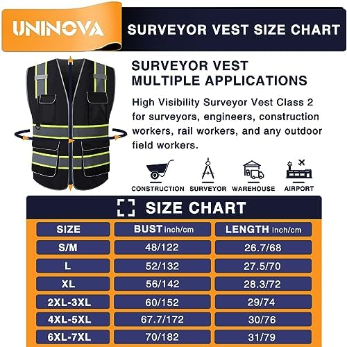 High Visibility Safety Vest - Multi Pockets Reflective Mesh Breathable Workwear, ANSI/ISEA Standards (2X-3X, Black Mesh-02) - Image 6