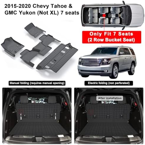 Floor Mats & Trunk Mat for Chevrolet Tahoe 2015-2020 Row Bucket Seat(7 Seats Version) &GMC Yukon（Not Fit XL,TPE All Weather Protection Car Floor Liners for Chevy Tahoe - Image 2