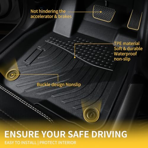 GINOWY-Floor Mats & Cargo Liner for Honda Passport 2019-2024 2025, TPE All Weather Protection Car Mats Custom Anti-Slip Trunk Mat 2025 Passport Floor Liners Waterproof Passport Accessories Black - Image 3