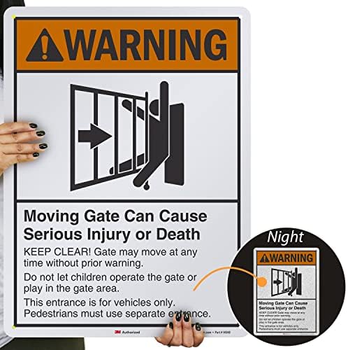 SmartSign 24 x 18 inch “Warning - Moving Gate Can Cause Injury Or Death” Sign, 80 mil Aluminum, 3M Laminated EG Reflective Material, Black, White and Orange, Made in USA - Image 4