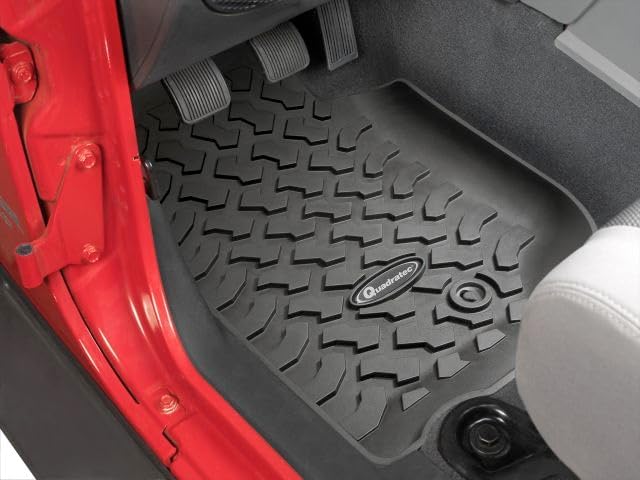 Quadratec Ultimate Front & Rear Floor Liner Set with Cargo Mat - Fits Jeep Wrangler JK 4-Door 2007-2013 - All Weather Deep Tread Custom Contoured Floor Mats (Fits 07-10 Without Subwoofer) - Image 4