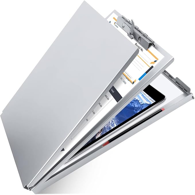 Aluminum Clipboard with Storage, Form Holder Steel Stainless Binder with Metal by Sunnyclip
