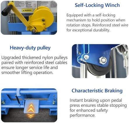 Manual Winch Lift Stacker, Portable Material Handling Platform, Adjustable Cargo Trolley for Warehouse Factory Logistics Loading - Image 4