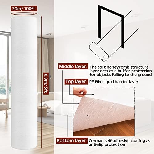 Amylove Temporary Floor Protection Roll for Construction, 100 Feet, White - Image 2
