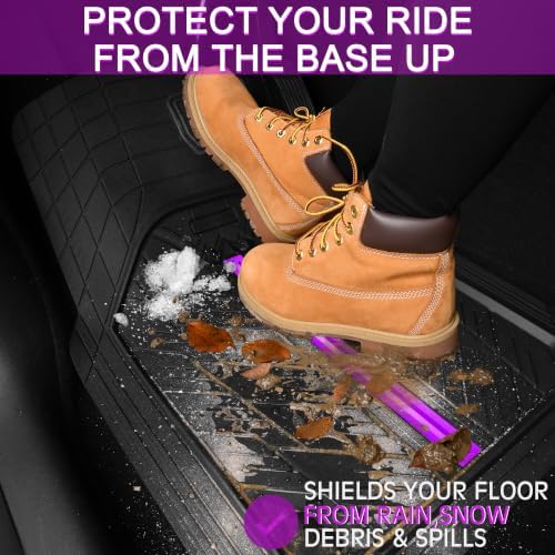 CAR PASS Metal Medium Rubber Floor Mats for Car Heavy Duty Car Mats All Weather, Universal Trim to Fit for Truck SUV Vehicle Automotive Floor Mats, Waterproof Car Mats 4 Piece Black Purple - Image 4