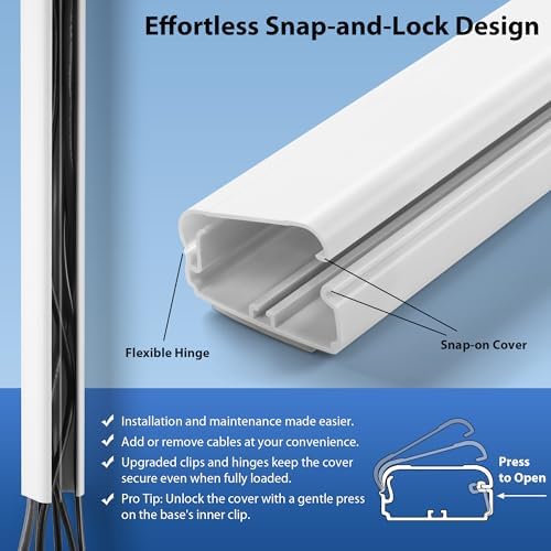 ZhiYo 32in White Cord Cover, TV Cord Hider for Wall Mount, 1.5inW x 0.75inH - Image 5
