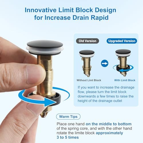 2PCS Universal 4in1 Bathroom Drain Stopper Metal Hair Catcher, Matte Black - Image 2