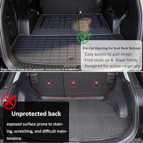 Prosheve Floor Mats & Cargo Liner Set for Hyundai Palisade 2020-2025 7/8 Passenger (2020-2025 Hyundai Palisade Cargo Mats) - Image 6