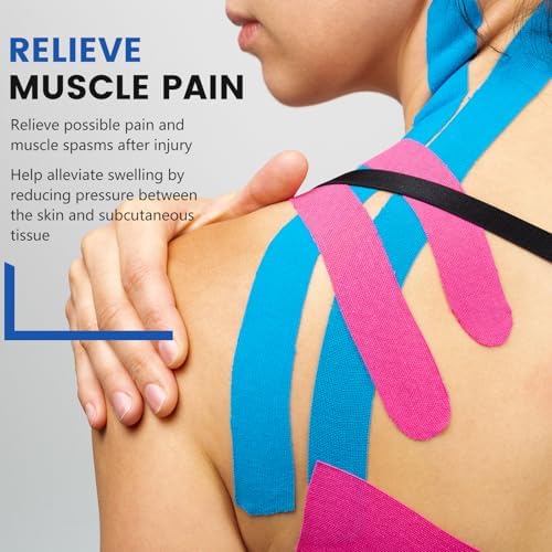 5 Rolls Kinesiology Tape, 5 Colors 2 inch x 16.4 Feet Waterproof Athletic Tape, Uncut Kinetic Tape, Elastic Muscle Tape, Sports Tape, Knee Tape for Exercise and Daily Use - Image 5