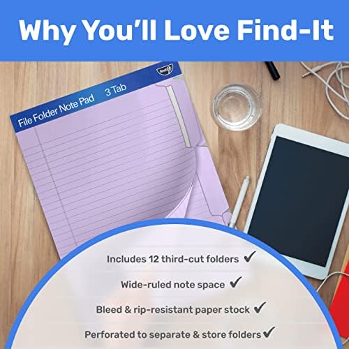 Find It File Folder Notepad - Pack of 12-9.5 x 12.5 Inch Notebook Organizer Folders for Filing, Document, and Clipboard Organization - Lavender - Image 6