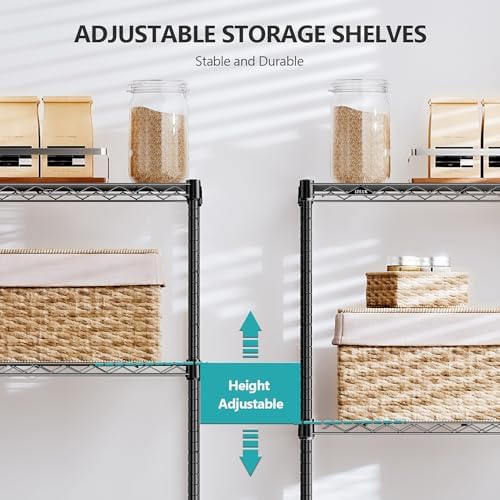 IZEUK 4-Tier Heavy Duty Steel Storage Shelves, Metal Shelf Wire Shelving Rack for Pantry, Kitchen, Garage, or Office Organization (29.5" W x 13.7" D x 47.2" H, 1000LBS, Black) - Image 5