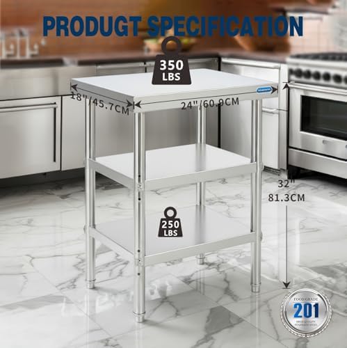 KUARBARR Stainless Steel Table Stainless Steel Prep Table 18 x 24 Inch, NSF Metal Commercial SS Kitchen Prep Worktable for Restaurant Kitchen Garage Warehouse - Image 3