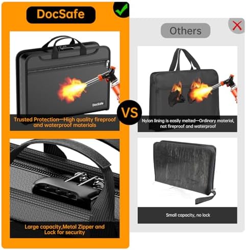DocSafe Accordion File Organizer Bag with Lock, Fireproof Water Resistant Expanding File Folder with Multi Colorful Pockets,Document Organizer Safe Storage for Important Documents and More, Black - Image 4