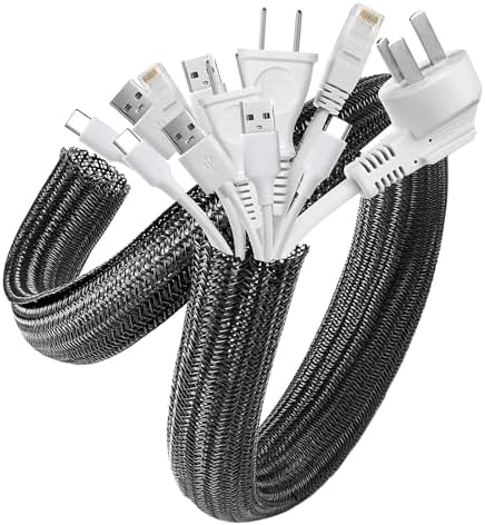 AGPTEK Cable Management Sleeve, 2 Pack 5ft - 1.8 inch Cord Hider, Black by AGPTEK
