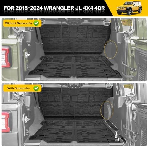 Cargo Mats for 2018-2026 Jeep Wrangler JL Unlimited 4X4 Trunk Mat with Backrest Liner, All Weather TPE Protector Rear Back Seat Mats for 18-26 Wrangler JL 4X4 4 Door Accessories - Image 2