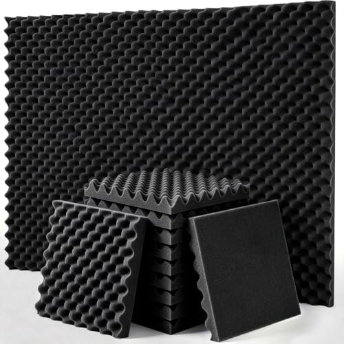 24 Pack Acoustic Panels, 12x12x1.2 Inches Egg Crate Acoustic Foam Panels, Sound Proof Foam Panels Noise Reducing for Walls and Ceiling, Acoustic Wall Panels Sound Absorbing, Soundproof Wall Panels by SODOCT
