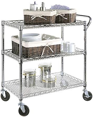 Seville Classics 3-Tier UltraDurable Commercial-Grade NSF-Certifed Service Utility Storage Cart, 34" W, Chrome (1 Pallet of 34 Packs) - Image 5