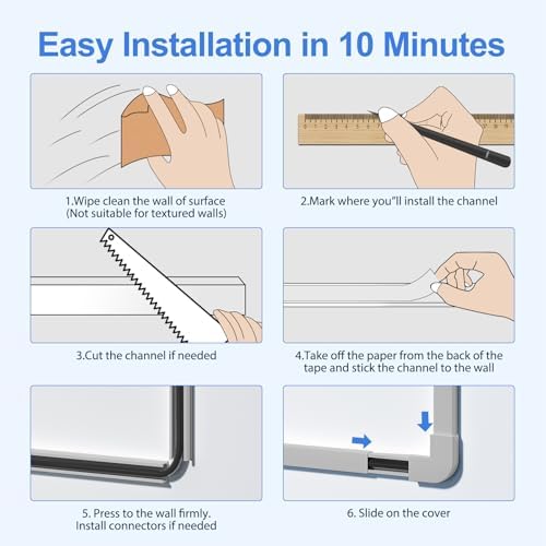 Yecaye Cord Hider, 113in One-Cord Cable Raceways, W0.59in H0.4in, Grey - Image 6
