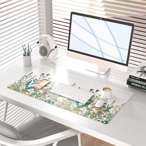 QIYI PU Leather Large Mouse Pad, Waterproof Desk Mat, 31.5" x 15.7", Field - Image 2