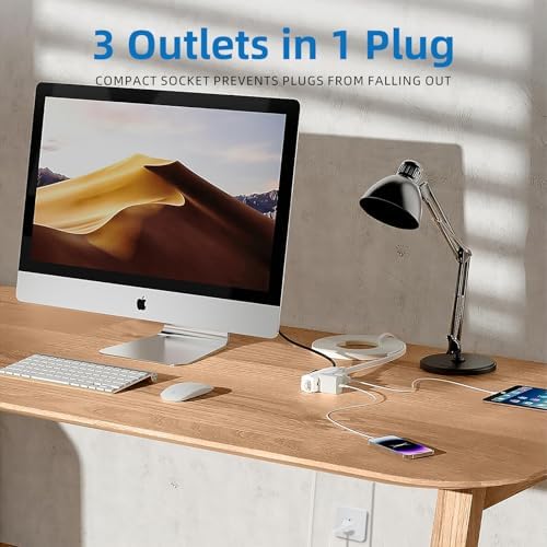 TiFFCOFiO Indoor Extension Cord, 2 Prong 12 Feet Extension Cord, 3 Polarized Outlets with Safety Slide Windows,13A/1625W, 16 AWG, 1 Pack - Image 2