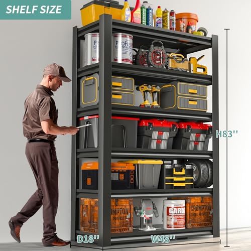 82" H Garage Shelving, 6 Tier Adjustable Heavy Duty Storage Shelves, 2500Lbs Capacity, Powder Coated Metal, Industrial Style, Suitable for Garage, Basement, Workshop - Image 3