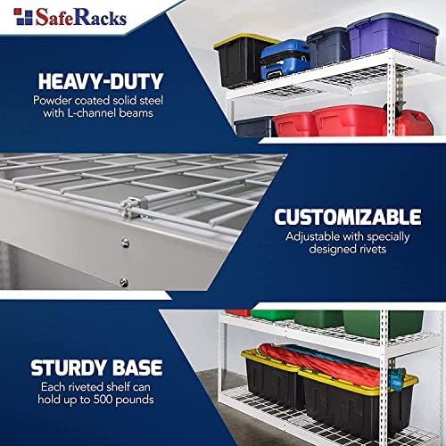 SafeRacks Steel Garage Shelving Rack, 500lb/Shelf, Hammertone (24x72x84) - Image 4