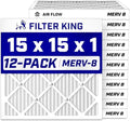 Filter King 15x15x1 Air Filter MERV 8, AC Furnace Filters (12-Pack) by FilterKing