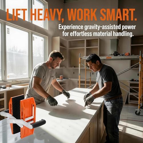 2 Pack Granite Carrying Clamps (660 lbs Capacity) – Heavy Duty Slab Lifter for Stone, Quartz, Marble & Glass, Non-Slip Rubber Grip, Ergonomic Handles with 2 Pairs Protective Gloves - Image 2