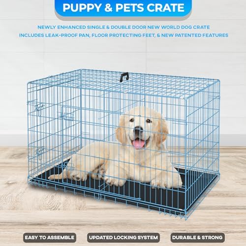 FDW | 30" Foldable Metal Dog Crate | Blue | Cage for Medium Dogs - Image 4