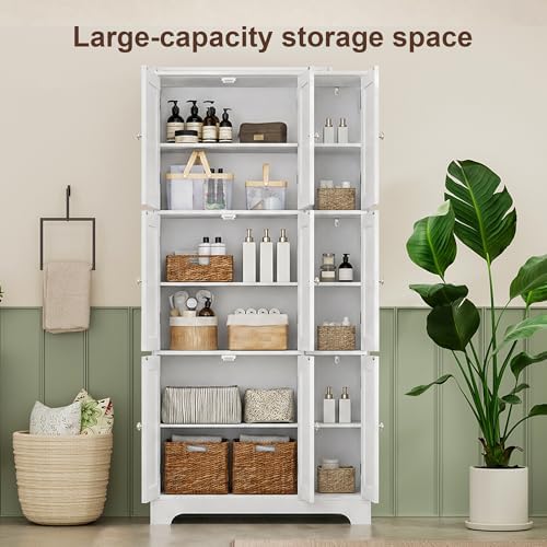 ChooChoo 63.2" Tall Bathroom Storage Cabinet with 9 Doors - Image 4