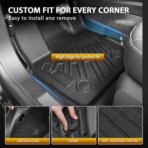 Powerty Floor Mats Cargo Liner for Ford Fusion/Lincoln MKZ Gas Model(Not for Hybrid) 2017-2020 All Weather 3D TPE Anti-Slip Car Protection, 1st & 2nd Row Set with Rear Cargo Mat Accessories - Image 3