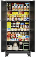 Letaya 75" H Metal Storage Cabinet with 2 Doors and 4 Shelves,Tall Kitchen Pantry Cabinets,Farmhouse Utility Pantry Organizers for Cupboard/Dining/Bathroom/Home Office/Garage Room,Black by LetayaMetalCabinets