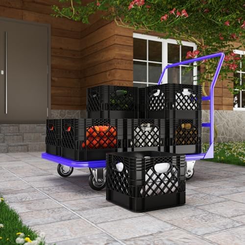 13 in. x 13 in. x 11 in. Heavy-Duty Black 16 Qt Milk Crate | 3 Pack | Stackable Storage Container with Handles - Image 5