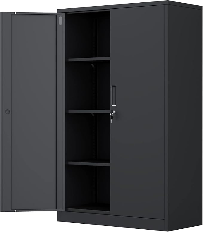 Metal Storage Cabinet with Locking Doors and 3 Adjustable Shelves, 53.5-Inch by JINGLEFURNITURE