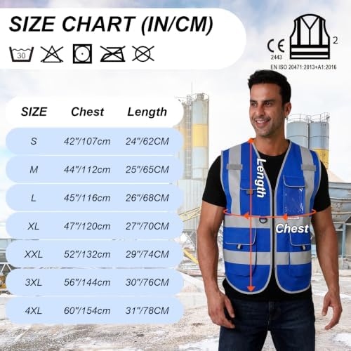 HYCOPROT High Visibility Safety Vest Hi Vis Reflective Construction Vests with Pockets for Men Women,Meets ANSI/ISEA Standard - Image 6